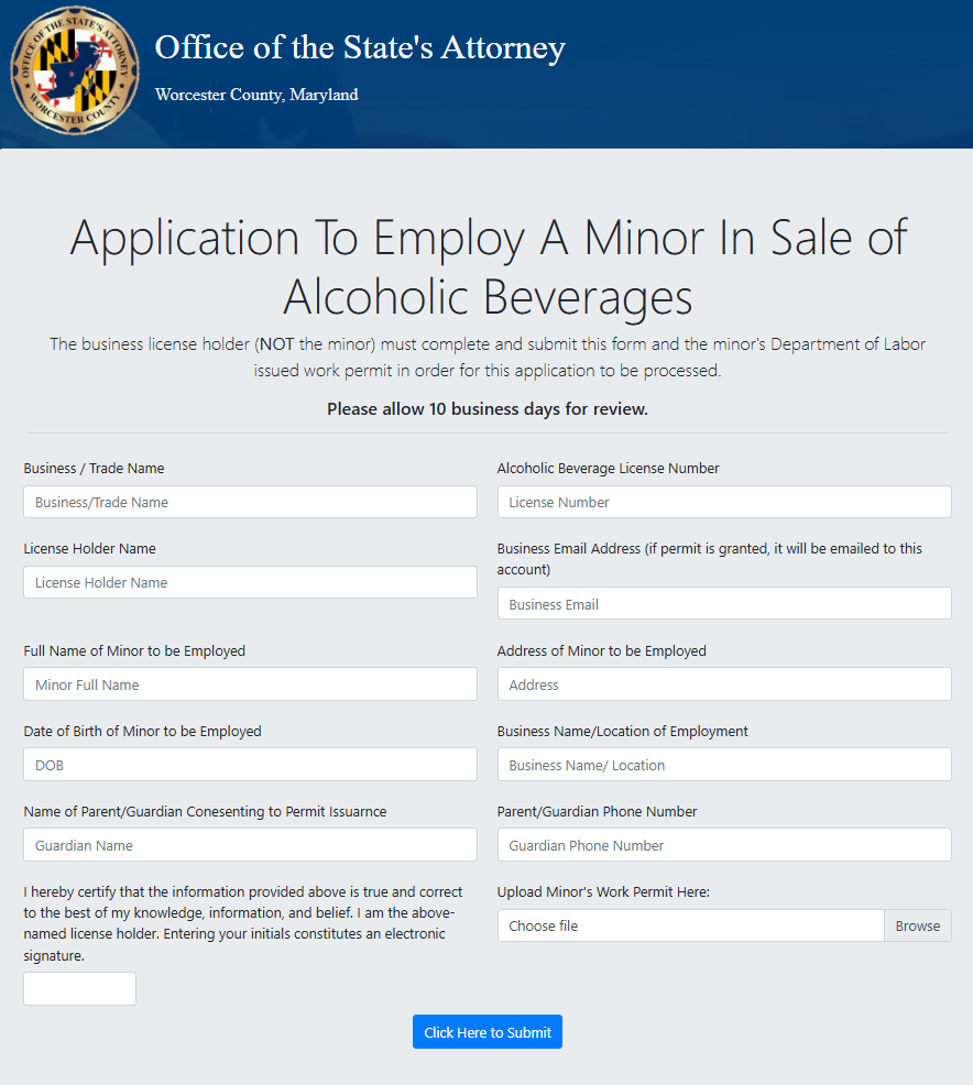ApplicationToEmployMinorAlcBev Application For Minor To Sell Alcoholic Beverages
